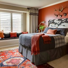 Hálószoba design narancssárga színben: tervezési jellemzők, kombinációk, fotó 13