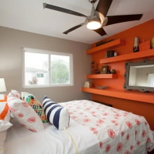 การออกแบบห้องนอนในโทนสีส้ม: คุณสมบัติการออกแบบ การผสมผสาน รูปภาพ-14