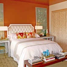 Hálószoba design narancssárga tónusokkal: tervezési jellemzők, kombinációk, 5. fotó