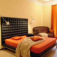 Hálószoba design narancssárga színben: tervezési jellemzők, kombinációk, fotó-4