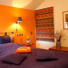 Hálószoba design narancssárga színben: tervezési jellemzők, kombinációk, 7. fotó