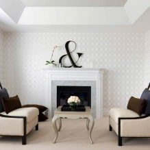 Weiße und schwarz-weiße Tapeten im Wohnzimmer: 55 Fotos im Innenraum-10