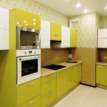 การออกแบบห้องครัวพร้อมวอลเปเปอร์สีเขียว: 55 รูปที่ทันสมัยในการตกแต่งภายใน-1