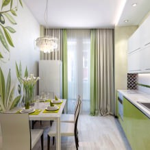 Kitchen design with green wallpaper: 55 modern photos in the interior-0