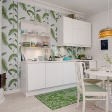 Kitchen design with green wallpaper: 55 modern photos in the interior-9