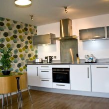 Kitchen design with green wallpaper: 55 modern photos in the interior-14