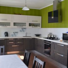 การออกแบบห้องครัวพร้อมวอลเปเปอร์สีเขียว: 55 รูปที่ทันสมัยในการตกแต่งภายใน-7