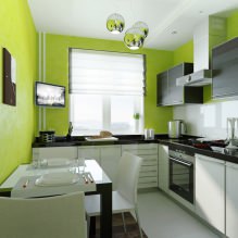 การออกแบบห้องครัวพร้อมวอลเปเปอร์สีเขียว: 55 รูปที่ทันสมัยในการตกแต่งภายใน-4