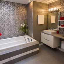 Wallpaper for the bathroom: pros and cons, types, design, 70 photos in the interior-15