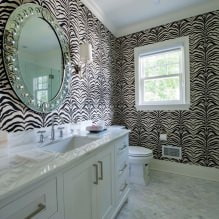 Wallpaper for the bathroom: pros and cons, types, design, 70 photos in the interior-26