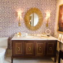 Tapéta a fürdőszobához: előnyök és hátrányok, típusok, design, 70 fotó a belső térben-1
