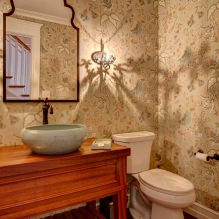 Wallpaper for the bathroom: pros and cons, types, design, 70 photos in the interior-18
