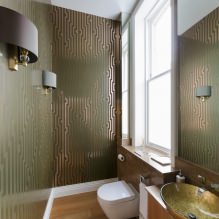 Wallpaper for the bathroom: pros and cons, types, design, 70 photos in the interior-6