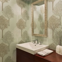 Wallpaper for the bathroom: pros and cons, types, design, 70 photos in the interior-25