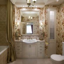 Wallpaper for the bathroom: pros and cons, types, design, 70 photos in the interior-21
