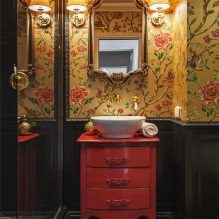 Wallpaper for the bathroom: pros and cons, types, design, 70 photos in the interior-14