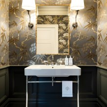 Tapéta a fürdőszobához: előnyök és hátrányok, típusok, design, 70 fotó a belső térben-9