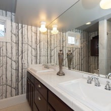 Wallpaper for the bathroom: pros and cons, types, design, 70 photos in the interior-4