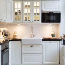 Design of a white kitchen with a black countertop: 80 best ideas, photos in the interior-21
