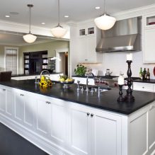 Design of a white kitchen with a black countertop: 80 best ideas, photos in the interior-27