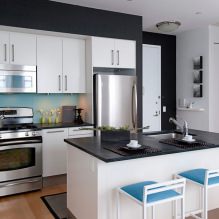 Design of a white kitchen with a black countertop: 80 best ideas, photos in the interior-13