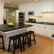 Design of a white kitchen with a black countertop: 80 best ideas, photos in the interior-3