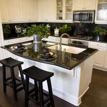Design of a white kitchen with a black countertop: 80 best ideas, photos in the interior-2