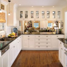 Design einer weißen Küche mit schwarzer Arbeitsplatte: 80 beste Ideen, Fotos im Innenraum-7