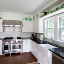 Design einer weißen Küche mit schwarzer Arbeitsplatte: 80 beste Ideen, Fotos im Innenraum-6