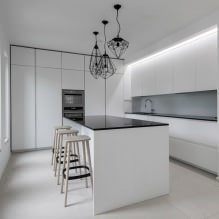 Design of a white kitchen with a black countertop: 80 best ideas, photos in the interior-9