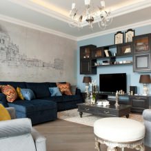 Fali dekoráció a nappaliban: színválasztás, kivitelezés, hangsúlyos fal a belső térben-12