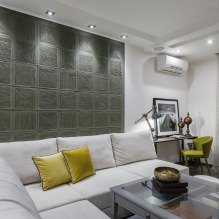 Wanddekoration im Wohnzimmer: Auswahl an Farben, Oberflächen, Akzentwand im Innenraum-3