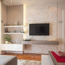 Wall decoration in the living room: choice of colors, finishes, accent wall in the interior-13