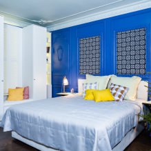 Дизајн зидова у спаваћој соби: избор боја, опције завршне обраде, 130 фотографија у унутрашњости-20