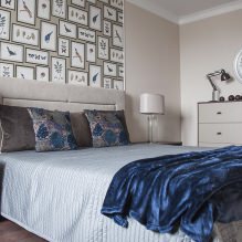 Дизајн зидова у спаваћој соби: избор боја, опције завршне обраде, 130 фотографија у унутрашњости-2