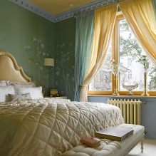 Дизајн зидова у спаваћој соби: избор боја, опције завршне обраде, 130 фотографија у унутрашњости-24