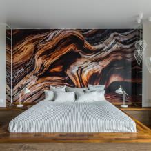 Дизајн зидова у спаваћој соби: избор боја, опције завршне обраде, 130 фотографија у унутрашњости-5