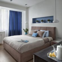 Дизајн зидова у спаваћој соби: избор боја, опције завршне обраде, 130 фотографија у унутрашњости-3