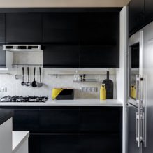 Black set in the interior in the kitchen: design, choice of wallpaper, 90 photos-19