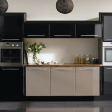 Црна гарнитура у унутрашњости у кухињи: дизајн, избор тапета, 90 фотографија-0