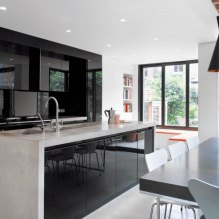 Fekete díszlet a belső térben a konyhában: tervezés, tapétaválasztás, 90 fotó-6