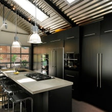 Fekete díszlet a konyhában: design, háttérképválasztás, 90 fotó-25