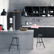 Црна гарнитура у унутрашњости у кухињи: дизајн, избор тапета, 90 фотографија-4