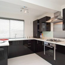 Schwarzes Set im Innenraum in der Küche: Design, Tapetenauswahl, 90 Fotos-8