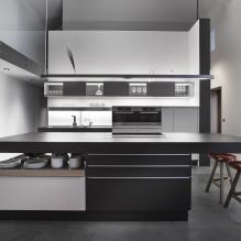 Црна гарнитура у унутрашњости у кухињи: дизајн, избор тапета, 90 фотографија-28