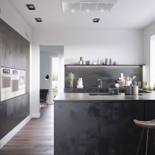 Црна гарнитура у унутрашњости у кухињи: дизајн, избор тапета, 90 фотографија-29