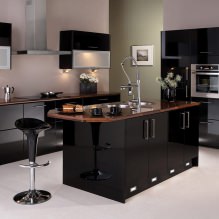 Schwarzes Set im Innenraum in der Küche: Design, Tapetenauswahl, 90 Fotos-24