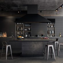 Црна гарнитура у унутрашњости у кухињи: дизајн, избор тапета, 90 фотографија-10