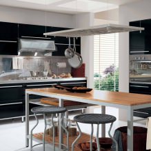 Црна гарнитура у унутрашњости у кухињи: дизајн, избор тапета, 90 фотографија-20