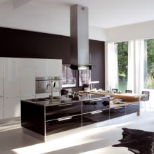 Црна гарнитура у унутрашњости у кухињи: дизајн, избор тапета, 90 фотографија-7